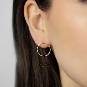 Grandes boucles d'oreilles rondes ouvertes, unisexe, or, argent SHEMISLI - SS237