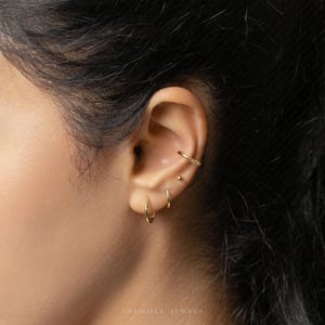 Simple CZ Hoop Earring, Huggies, 6, 7, 8, 9, 10mm Unisex