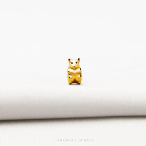 Tiny Hamster Threadless Flat Back Earring, 20,18,16ga, 5-10mm Unisex, Surgical Steel SHEMISLI SS1017