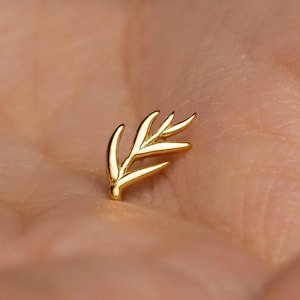 Willow Tree Leaves Stud, Threadless Flat Back Earring, Minimalist Style, A-SS1326