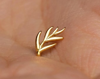 Willow Tree Leaves Stud, Threadless Flat Back Earring, Minimalist Style, A-SS1326