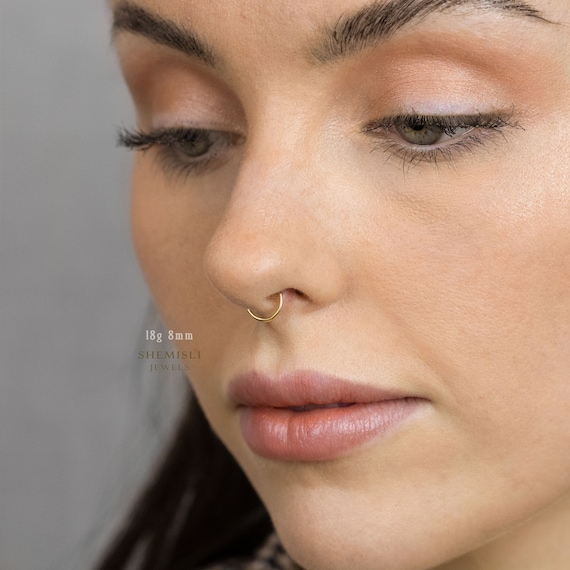 Tiny Silver Nose Ring Hoop - 24 Gauge Snug Nose Hoop Thin Nose Piercings  Hoops - | eBay