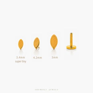 Tiny Marquise Shape Threadless Flat Back Earring, 20,18,16ga, 5-10mm Unisex, Surgical Steel SHEMISLI SS725, SS726, SS746