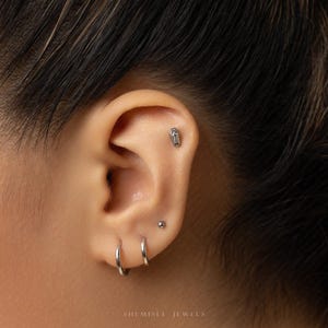 Boucles d'oreilles à dos plat sans filetage Tiny Coffin, calibre 20,18,16, 5-10 mm unisexe, acier chirurgical SHEMISLI SS1112