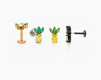 Pineapple Stud, Threadless Flat Back Earring, Minimalist Style, A-SS997