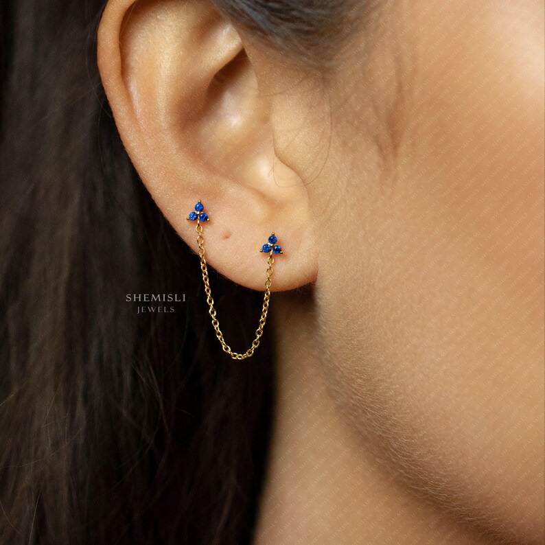 Two Piercings Clover Stud, Earring, Minimalist Style, A-SS147 SS317 SS318 SS319 SS320 Bild 9