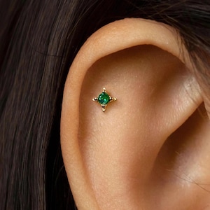 Emerald Star Stud, Butterfly End or Screw Ball End Earring, Minimalist Style, A-SS760 SS171 SS862