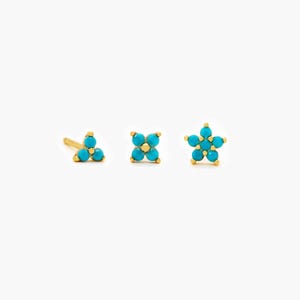 Petit clou d'oreille fleur en pierre turquoise, unisexe, or, argent SHEMISLI - SS152, SS080, SS323