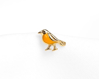 Clou d'oreille Robin Bird, boucle d'oreille sans filet à dos plat, style minimaliste, A-SS1184