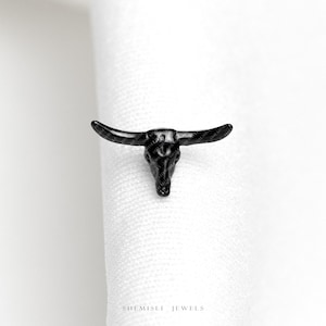 Petit crâne de bélier noir, tête de bœuf, boucle d'oreille sans filetage à l'arrière plat, or, acier, rose, calibre 20,18,16, 5-10 mm unisexe, acier chirurgical SHEMISLI SS1029