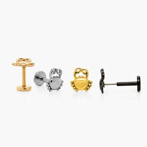 Crab Stud, Threadless Flat Back Earring, Minimalist Style, A-SS732