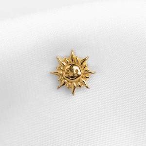 Sun with Face Stud, Threadless Flat Back Earring, Minimalist Style, A-SS1157