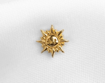 Sun Flat Back Earring, Threadless Celestial Cartilage Stud