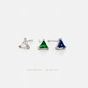 Gemstone Triangle Stud, Earring, Minimalist Style, A-SS191 SS192 SS238