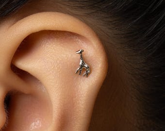 Giraffe Stud, Threadless Flat Back Earring, Minimalist Style, A-SS1079