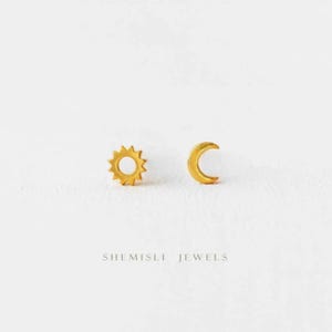 Sun and Moon Stud, Earring, Minimalist Style, A-SS133 SS134