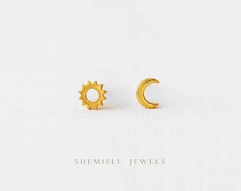 Sun and Moon Stud, Earring, Minimalist Style, A-SS133 SS134