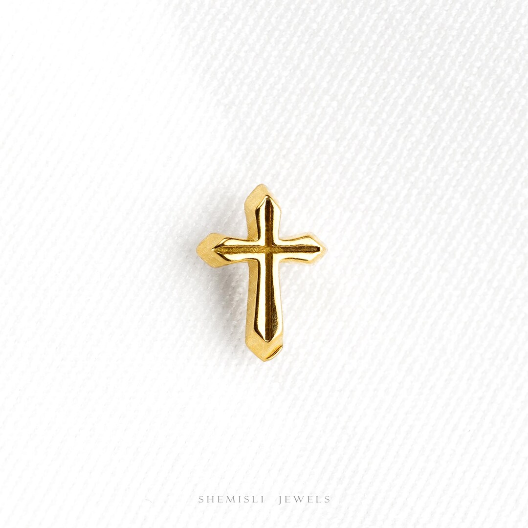 Cross Stud, Threadless Flat Back Earring, Minimalist Style, A-SS1179 - Etsy