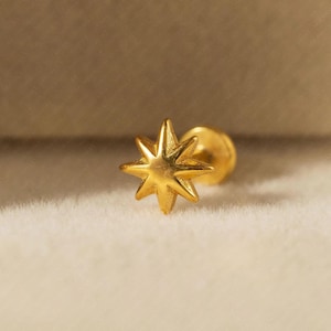 3D Star Lip Stud, Threadless Flat Back, Minimalist Style, A-SS901