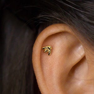 Clous d'oreilles Tiny Bee, unisexe, or, argent SHEMISLI SS681 Extrémité papillon, embout boule à vis SS682 (type A)