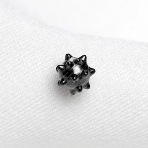 Black Spiky Ball Stud, Threadless Flat Back Earring, Minimalist Style, A-SS1141
