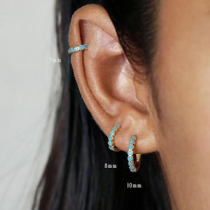 Turquoise Gemstone Cartilage Hoop, Helix Earring, Minimalist Style, A-SH126 SH127 SH128 SH129 SH130