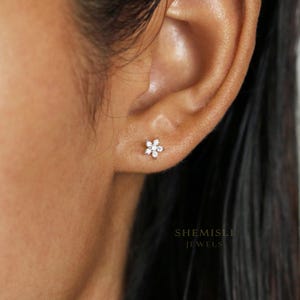 Clous d'oreilles en forme d'étoile et de fleur en ZC 5 feuilles, unisexe, or, argent SHEMISLI SS321