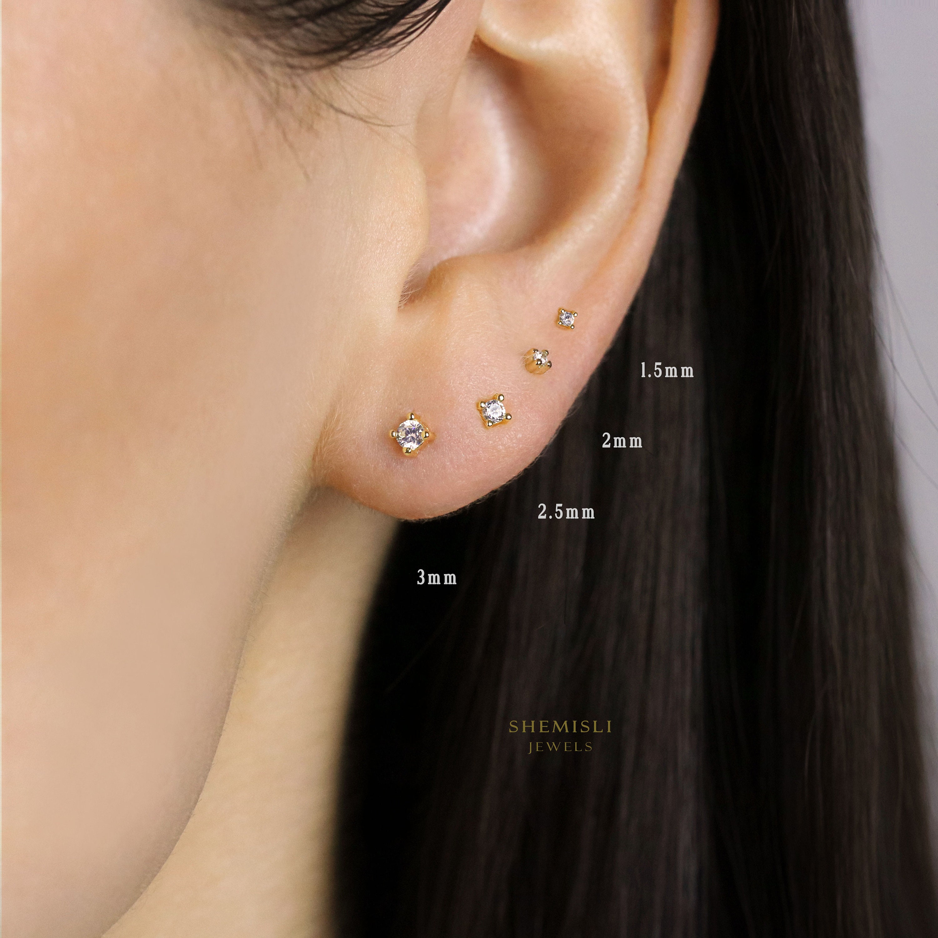 1.5 mm on sale gold stud earrings