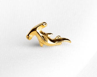 Hammerhead Shark Stud, Threadless Flat Back Earring, Minimalist Style, A-SS1282