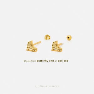 Clous d'oreilles Tiny Figure Skates, unisexe, or, argent SHEMISLI SS693 Extrémité papillon, extrémité sphérique à vis SS694 (Type A) LR