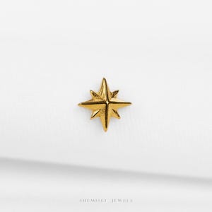 Petite boucle d'oreille sans filetage en forme d'étoile à 8 branches, calibre 20,18,16, 5-10 mm unisexe, acier chirurgical SHEMISLI SS1136