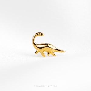 Tiny Plesiosaurs Looking Back Threadless Flat Back Earring, 20,18,16ga, 5-10mm Unisex, Surgical Steel SHEMISLI SS1318
