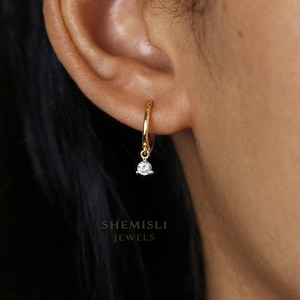 CZ Drop Hoop Earring, Huggies, Unisex, Gold, Silver SHEMISLI SH067, SH338, SH339, SH340, SH341