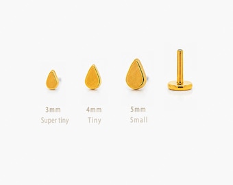 Teardrop Shape Stud, Threadless Flat Back Earring, Minimalist Style, A-SS723 SS724 SS768