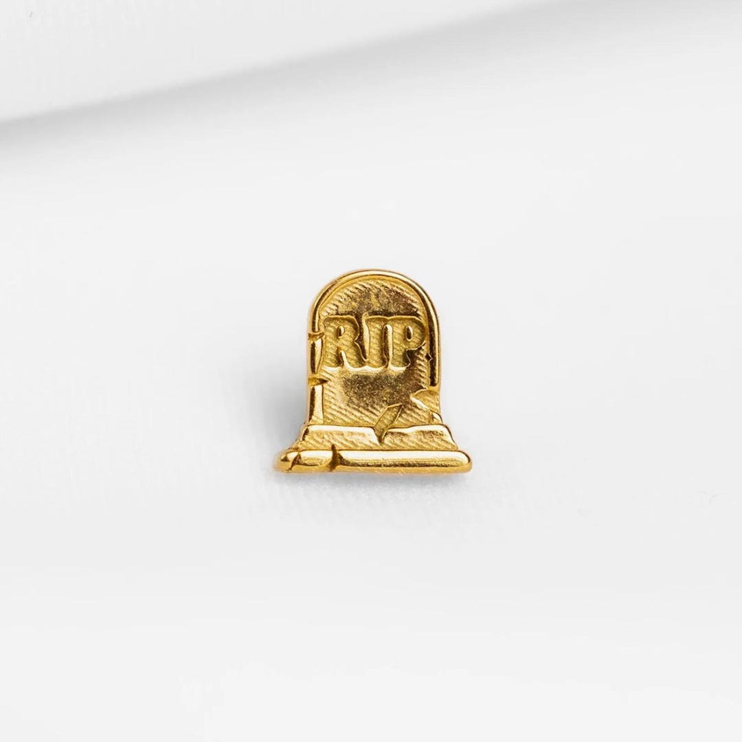 Heavy Earring Rip Grave RIP Stud, Threadless Flat Back Earring, Minimalist Style, A ...
