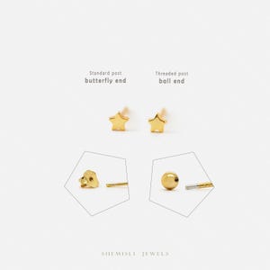 Puce d'oreille petite étoile, boucles d'oreilles célestes, unisexe, or, argent SHEMISLI SS018 extrémité papillon, extrémité sphérique à vis SS758 (type A)