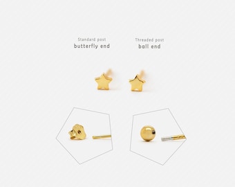 Star Stud, Butterfly End or Screw Ball End Earring, Minimalist Style, A-SS018 SS758