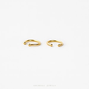 Bijou d'oreille en fil métallique fin simple, boucle d'oreille sans piercing, unisexe, or, argent SHEMISLI SF002