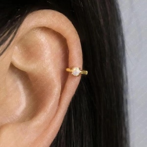 Single Gemstone Cartilage Hoop, Helix Earring, Minimalist Style, A-SH616 SH626 SH636 SH646 SH656 SH666