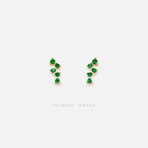 Emerald Zigzag Stud, Earring, Minimalist Style, A-SS256