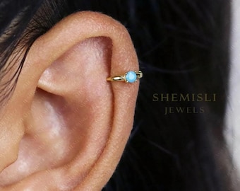 Single Gemstone Cartilage Hoop, Helix Earring, Minimalist Style, A-SH616 SH626 SH636 SH646 SH656 SH666