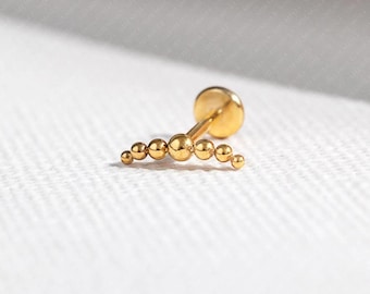 7 Beads Stud, Threadless Flat Back Earring, Minimalist Style, A-SS850 SS1005