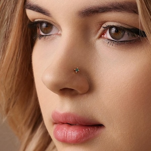Petit clou de nez à dos plat sans filetage Tiny Twinkle Star, calibre 20,18,16, 5-10 mm unisexe, acier chirurgical SHEMISLI SS908
