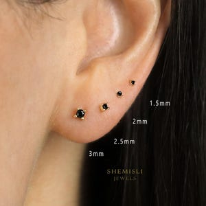 Black CZ Stone Stud, Unisex, Gold, Silver SS224, SS225, SS226, SS227 Butterfly End, SS742, SS743, SS744, SS745 Screw Ball End (Type A)