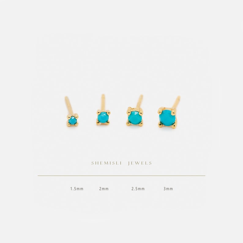 Turquoise Studs, 1.5, 2, 2.5, 3mm Gold, Silver SS223, SS090, SS185, SS091 Butterfly End, SS471, SS472, SS473, SS471 Screw Ball End Type A zdjęcie 2