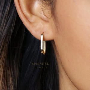 Long Oval Hoop Earring, Unisex, Gold, Silver SHEMISLI - SH209