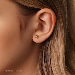 Octopus Stud, Threadless Flat Back Earring, Minimalist Style, A-SS576 image 5