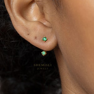 Tiny CZ Front and Back Ear Jackets, White, Emerald, Turquoise, Sapphire, Black, Opal, SHEMISLI SJ001, SJ002, SJ003, SJ023, SJ022, SJ024 Bild 5