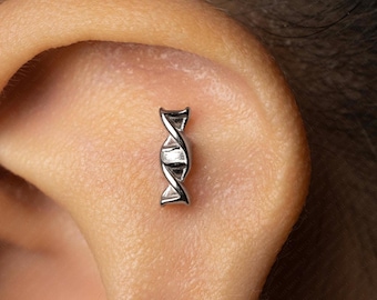 DNA Strand Stud, Threadless Flat Back Earring, Minimalist Style, A-SS1369