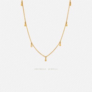 Tiny Teardrops Necklace, Unisex, Gold, Silver  (15.5"+2") SHEMISLI - SN030